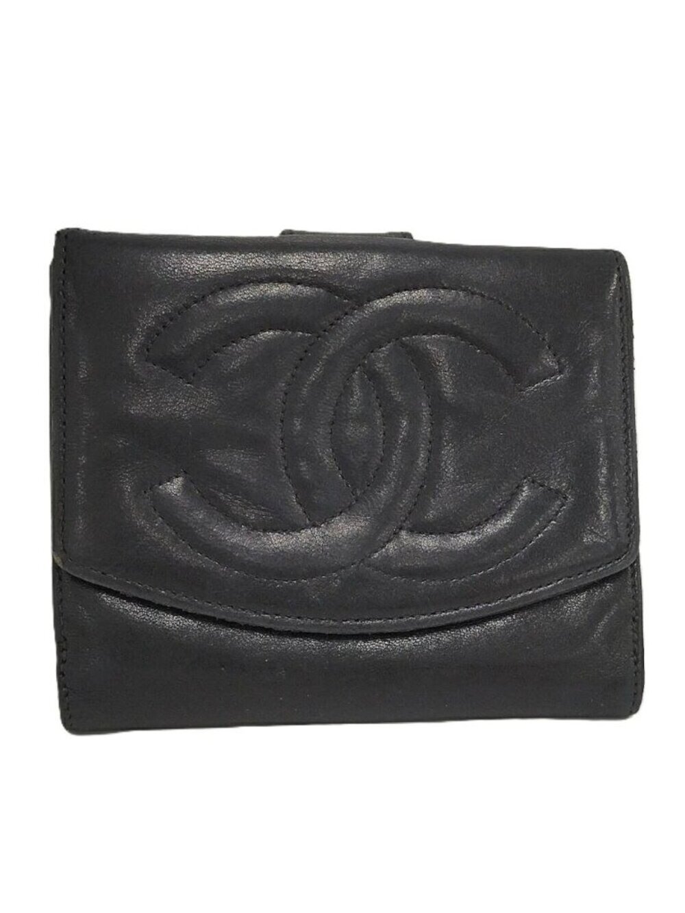 Chanel Compact Wallet Lambskin Leather Black